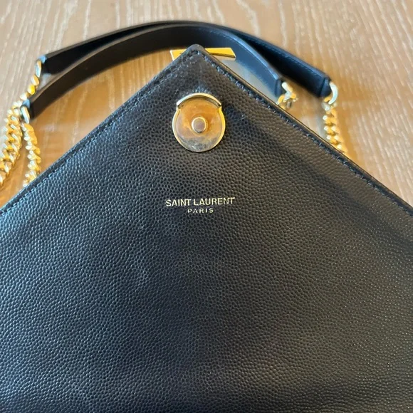 Saint Laurent Black Large Chevron Envelope Crossbody - Picture 8 of 16